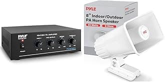 Pyle 60W Mini Home Stereo Amplifier, 8" 65W Outdoor PA Horn Speaker