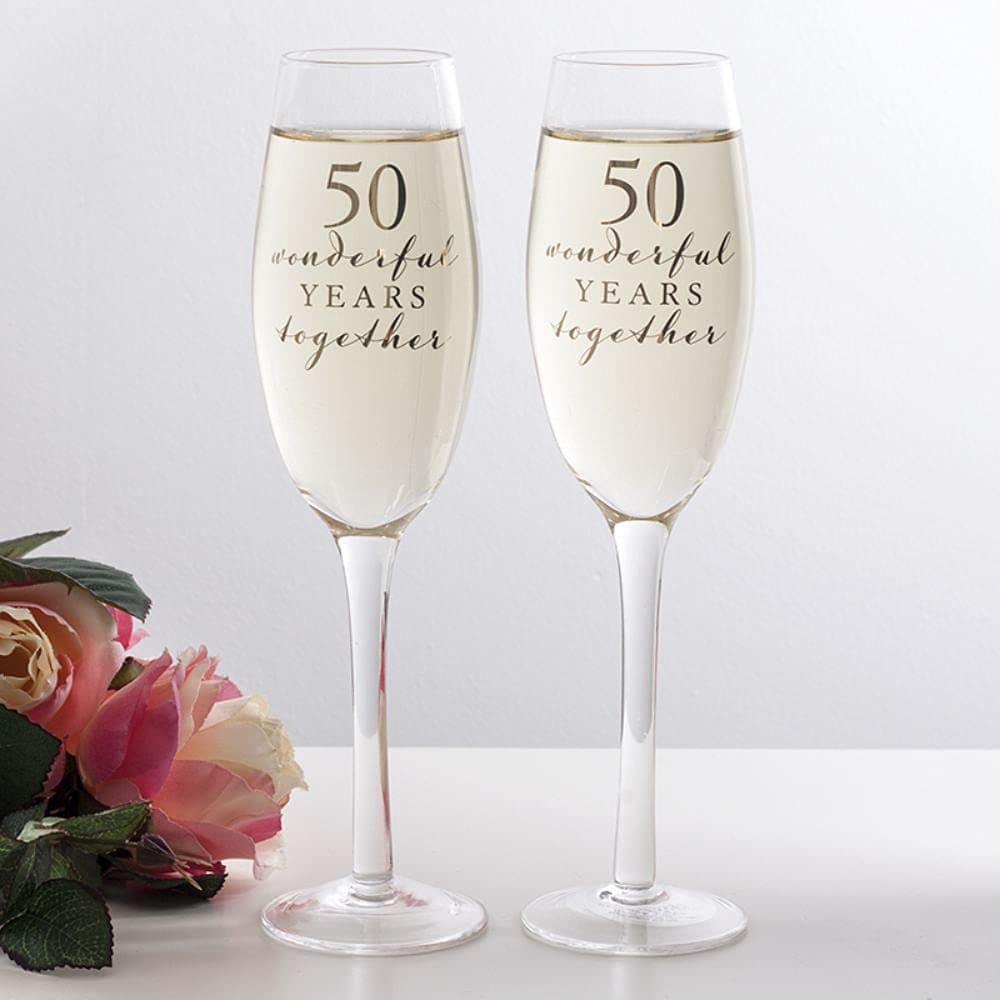 The Gift Experience Happy 50th Anniversary Glasses Golden Anniversary