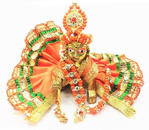 Lord Krishna/LADU Gopal/KANAIYA/BAL Krishna/KANHA Mini Statue + Free Dress,MUKUT, Neckless & BANSURI