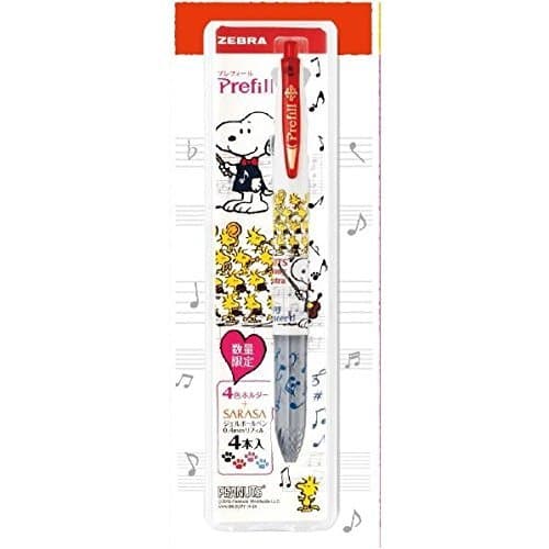 Zebra"Prefill four-color holder" &"0.4mm SARASA Ink Refill 4colors" Snoopy Gift Set Orchestra White SE-S4A11-SN-Q52