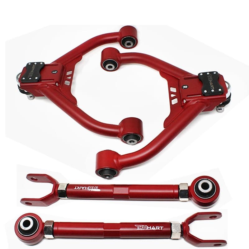 Truhart for 370Z and G37 FRONT+ REAR Upper Camber Arm Suspension Alignment Set Red Control Performance Racing