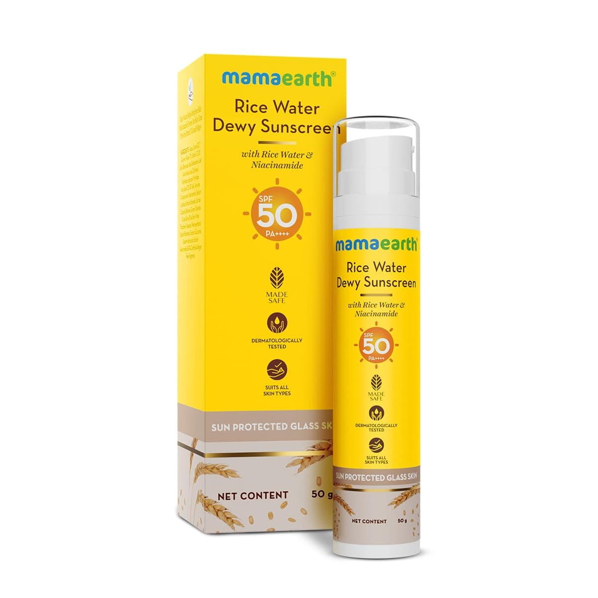 Rice Water Sunscreen SPF 50 PA++++, Lightweight Hydrating Face Sunscreen with Niacinamide & Natural Ingredients, UVA/UVB Protection,1.76 Oz (50g)