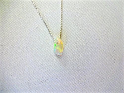 Ethiopian Welo Rough Opal Free Floating Pendant - 14k Gold Fill Chain or 14k Rose Gold Fill or 925 Sterling Silver Chain Opal Necklace