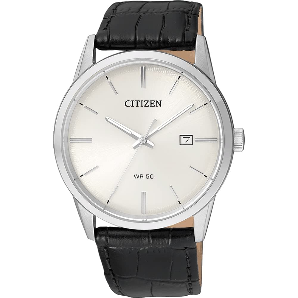 Citizen Men's Quartz Stainless Steel and Leather Casual Watch, Color:Black (Model: BI5000-01A)