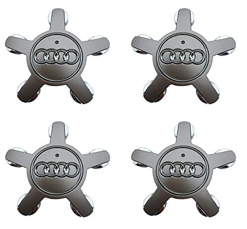 Replacement Wheel Center Hub Cap Cover Emblem Badge Silver Sets of 4 for A3 A4 A5 A6 A7 A8 Q5 R8 S4 S5 S6 TT A3 S3 Q3 Q5