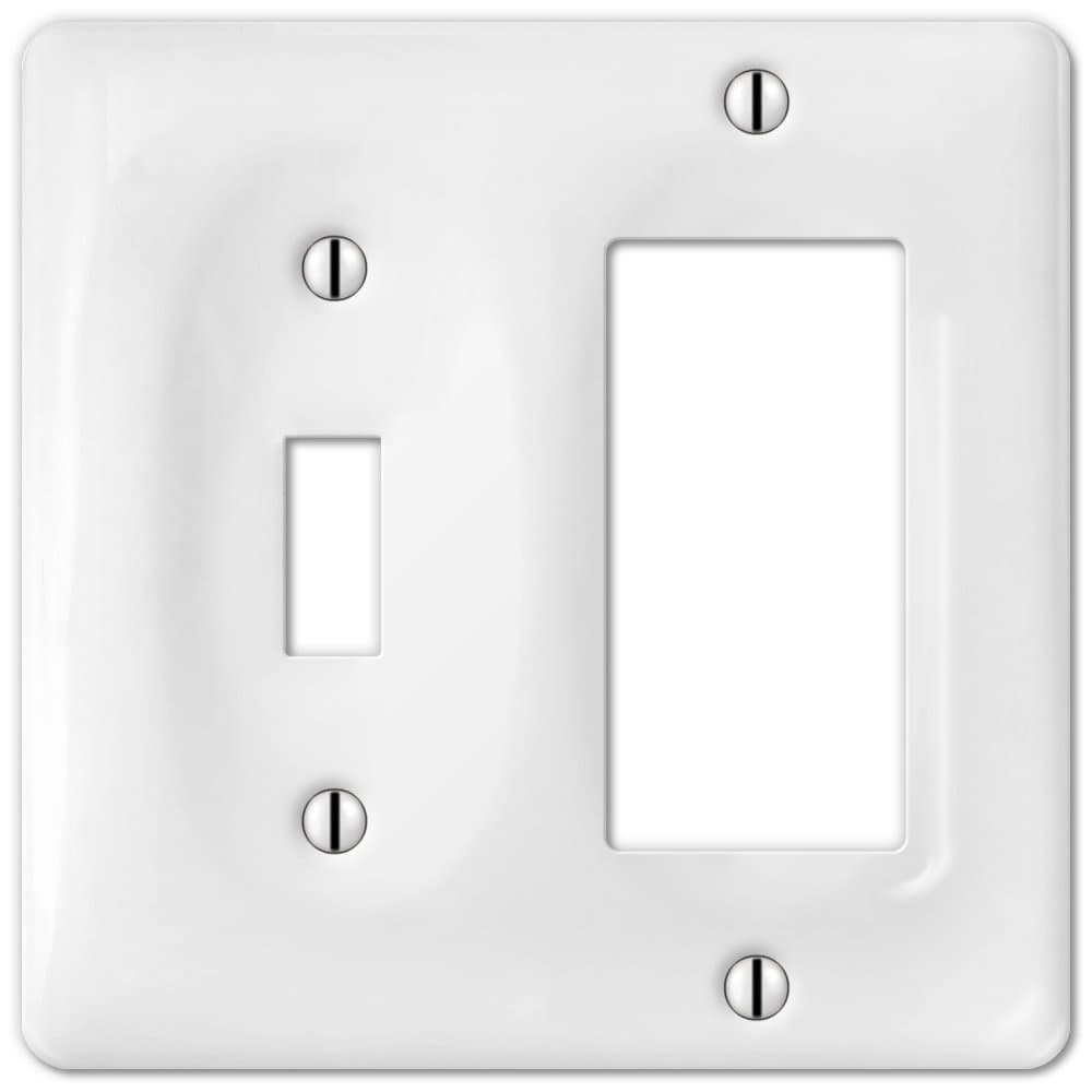 Allena 3020TRW - 1 Toggle / 1 Rocker Wallplate in White Ceramic