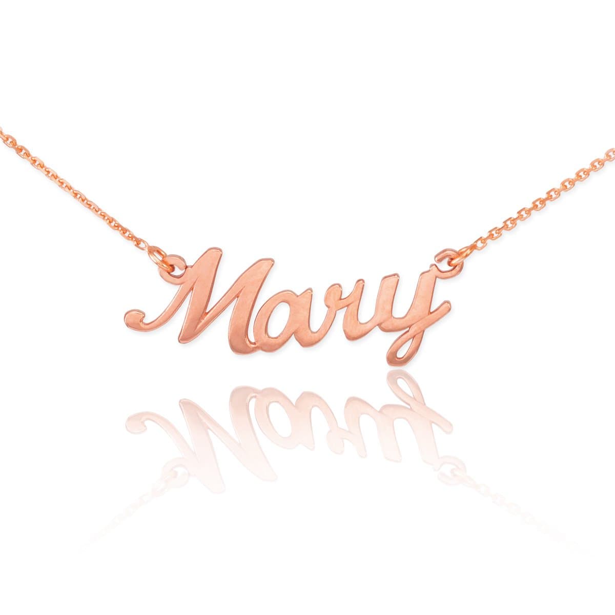 Dainty 14k Rose Gold Custom Personalized Script Pendant Mary Name Necklace
