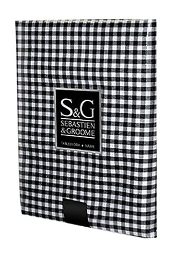 Myles 60" x 104", Black/White, Oblong Mini-Gingham Check Tablecloth