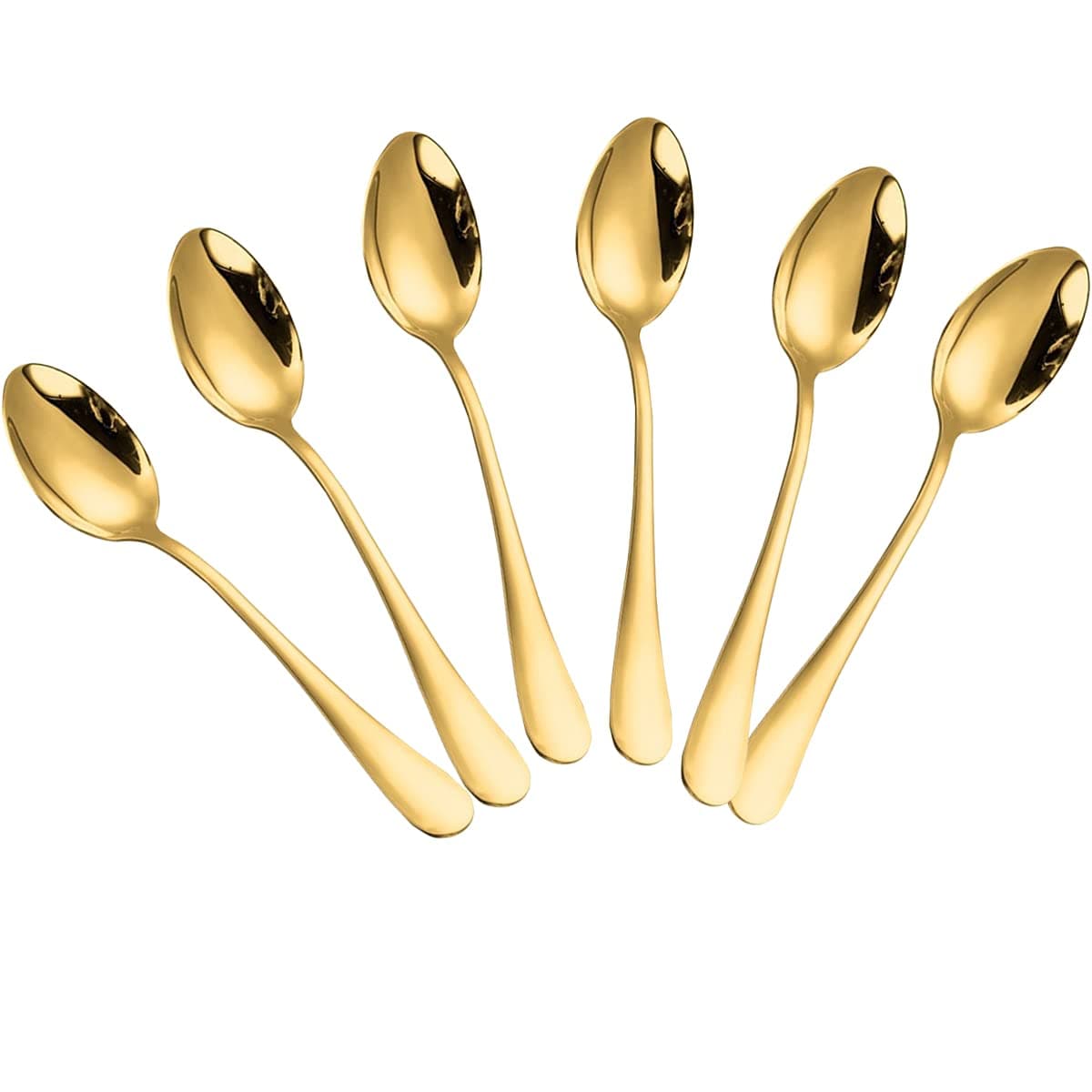Wesdxc56 Demitasse Espresso Spoons, Mini Coffee Spoon, Stainless Steel Small Spoons for Dessert, Tea,Set of 6 (gold)