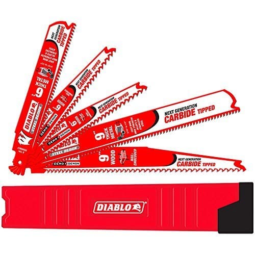 Steel Demon/Demo Demon Reciprocating Saw Blade Set, Cuts Nail-Embedded Wood & Thick Metal - Carbide Teeth, 6"/9" Lengths, 5-Pieces Blade Variety Pack - DS005SC