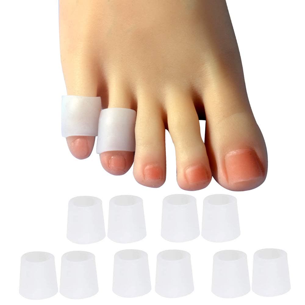 Hoogoo10 Pack Pinky Toe Sleeves Protectors, Toe Covers, Protect Small Toes from Rubbing(White
