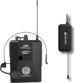 DIGIMORE UHF Wireless Microphone - Portable Cordless Microphone Set with Headset Mic, Bodypack Transmitter, Receiver Karaoke, Conference, Stage Performances, Wedding, DJ, Party, Speech (D-341)