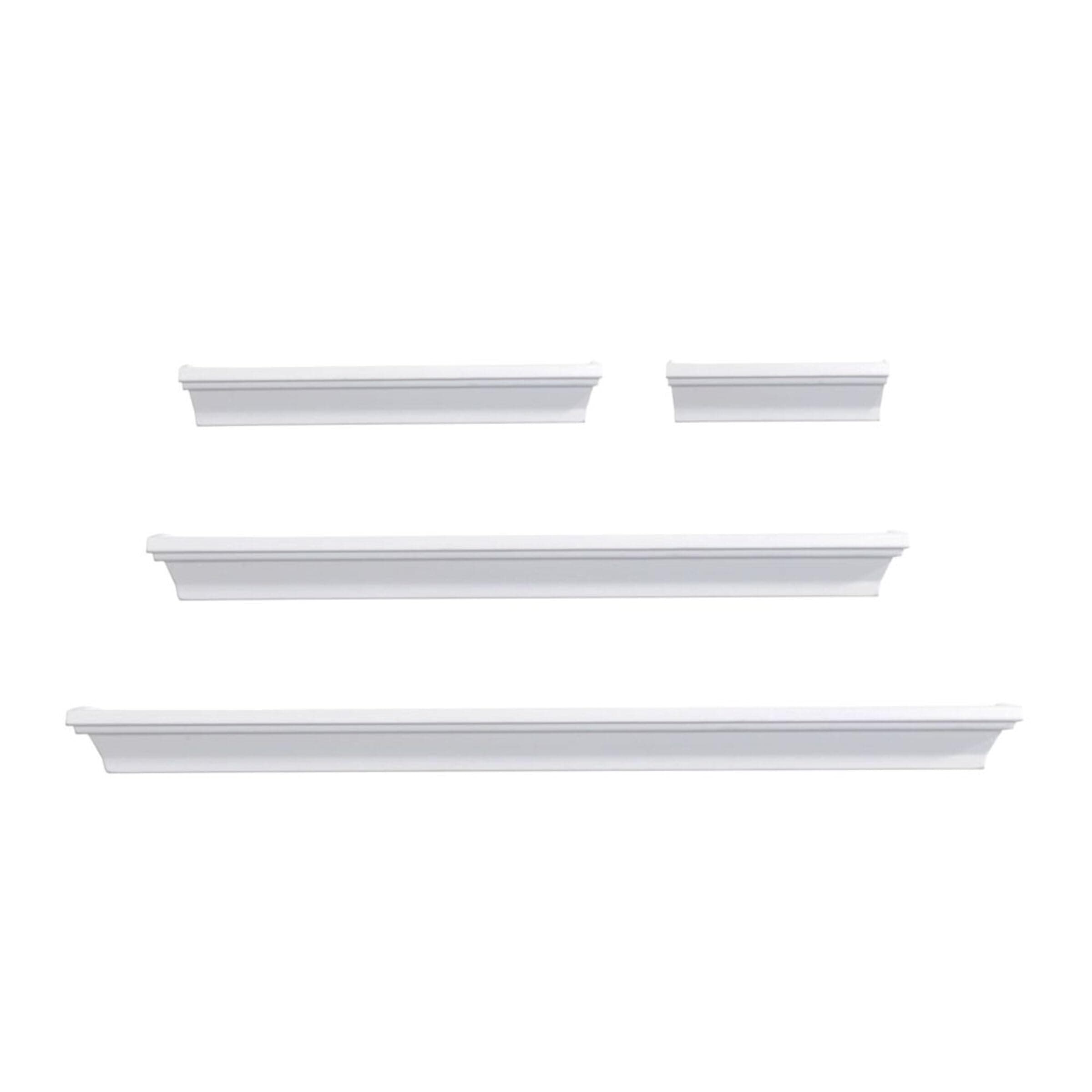 Melannco Floating Wall Shelves For Bedroom, Living Room, Bathroom, Kitchen, Nursery, Set Of 4, White, 4 Count