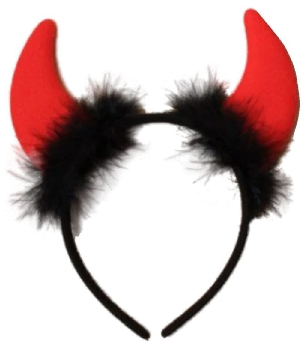 Topkids Accessories Girls Red and Black Devil Horns Halloween Fancy Dress Dress Up Headband Fancy Dress Adult and Kids Good Addition for Red Wings for Costume Adult for Halloween Devil Ball