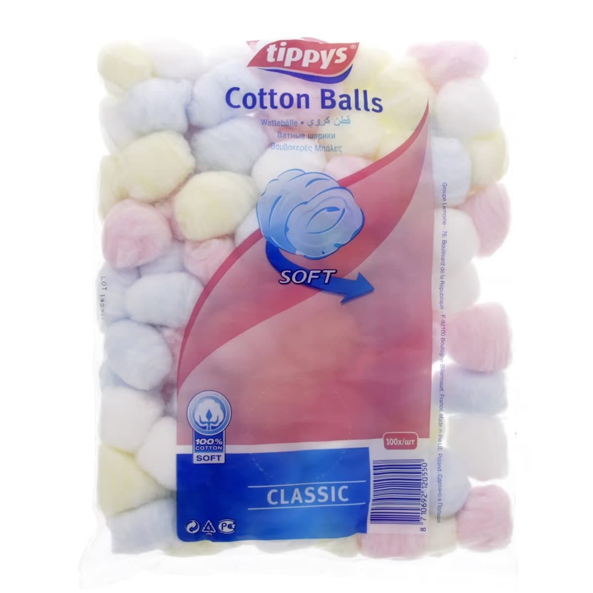 Tippys cotton Balls classic 100 Pcs, Pack of 1