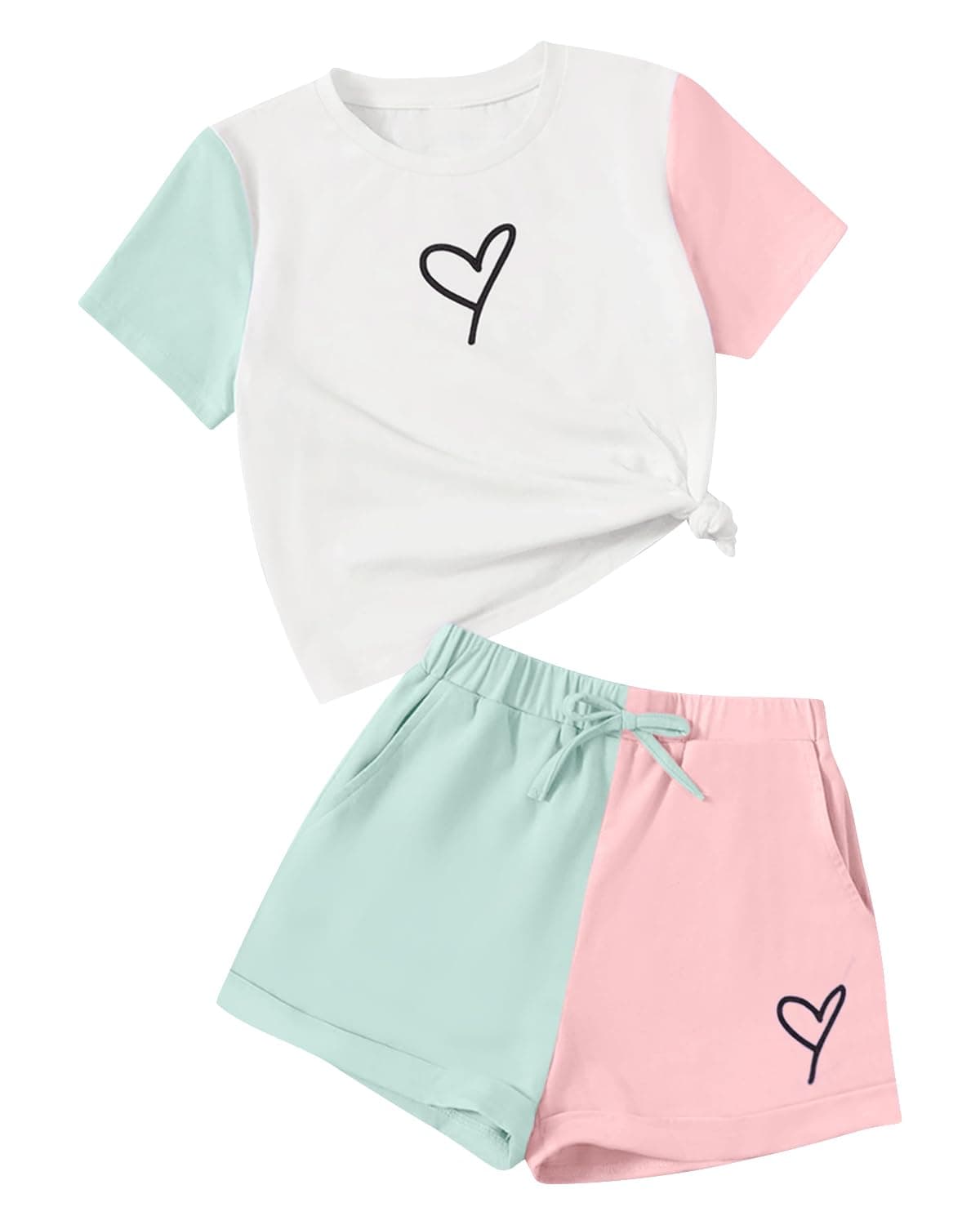 Toddler Kids Girl Clothes Floral Letter Graphic Top + Shorts 2PC Girls Summer Short Set