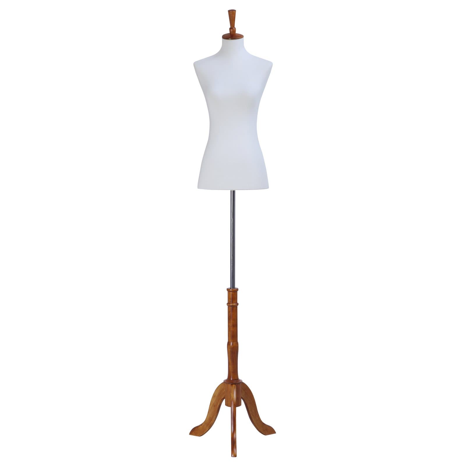 Female Mannequin Torso Body Dress Form with Tripod Stand Small 2-4 Size, 33" 25" 34", Non-Straight Pinnable, Adjustable Height, for dress clothing Display White UMDLM05W