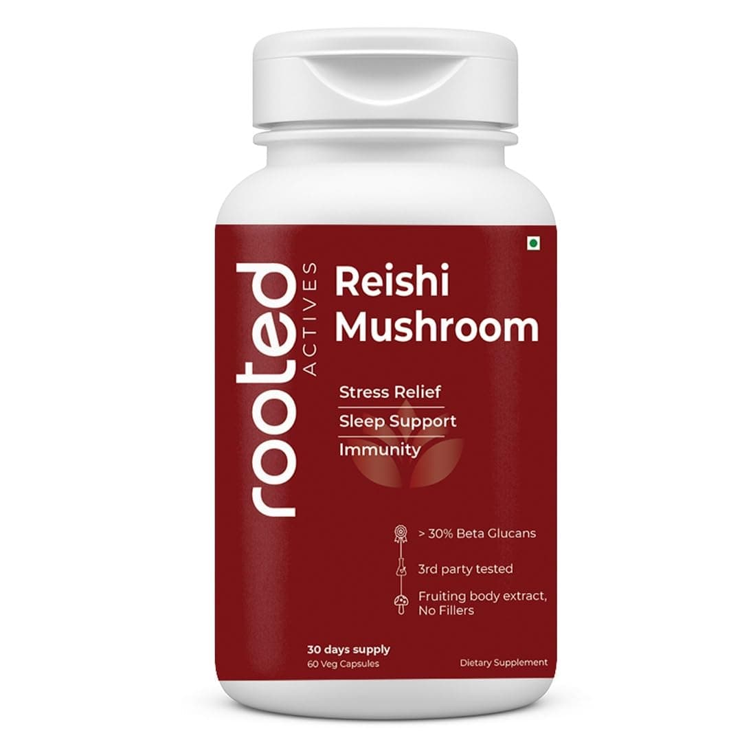 - Rooted Active's Reishi Mushroom - Heart & Immune Health Support Supplement | Mushroom Supplement to Support Energy, Mood, Sleep & Aid Overall Well-Being - 60 Capsules