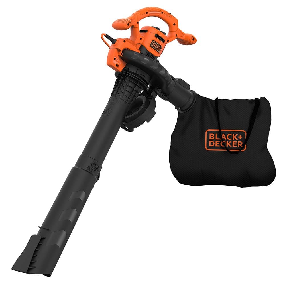 BLACK+DECKER 3-in-1 Electric Blower/Vacuum/Mulcher, 2600W, 315 km/h Blowing Speed, 40L Collection Bag, Quick-Release, Efficient Impact Shredder, ECO Friendly, Black/Orange - BEBLV260-GB