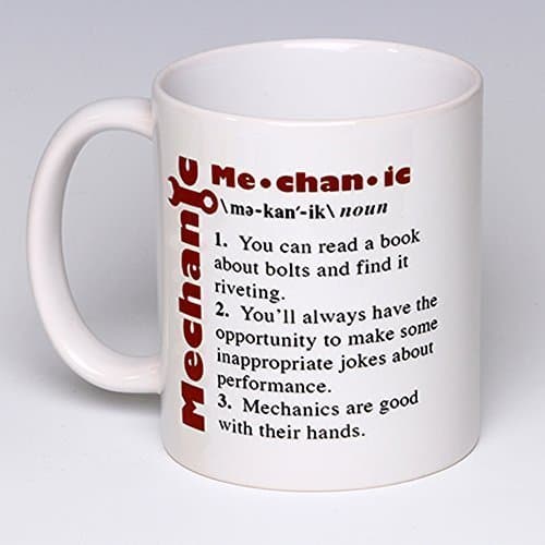 11 oz. Personalized Whimsical Ceramic Mechanic Coffee/Tea Mug ~ can be customized