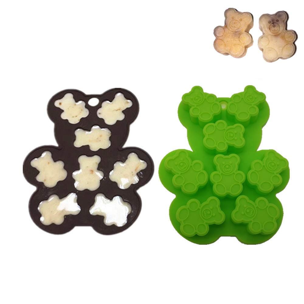 Gummy Bear Moulds for Kids, BIGGER & WIDER, Set of 2, Teddy Bear Fondant/Gum Paste/Cake, Candy, Sweets, Chocolate Silicone Moulds & Ice Cube Trays