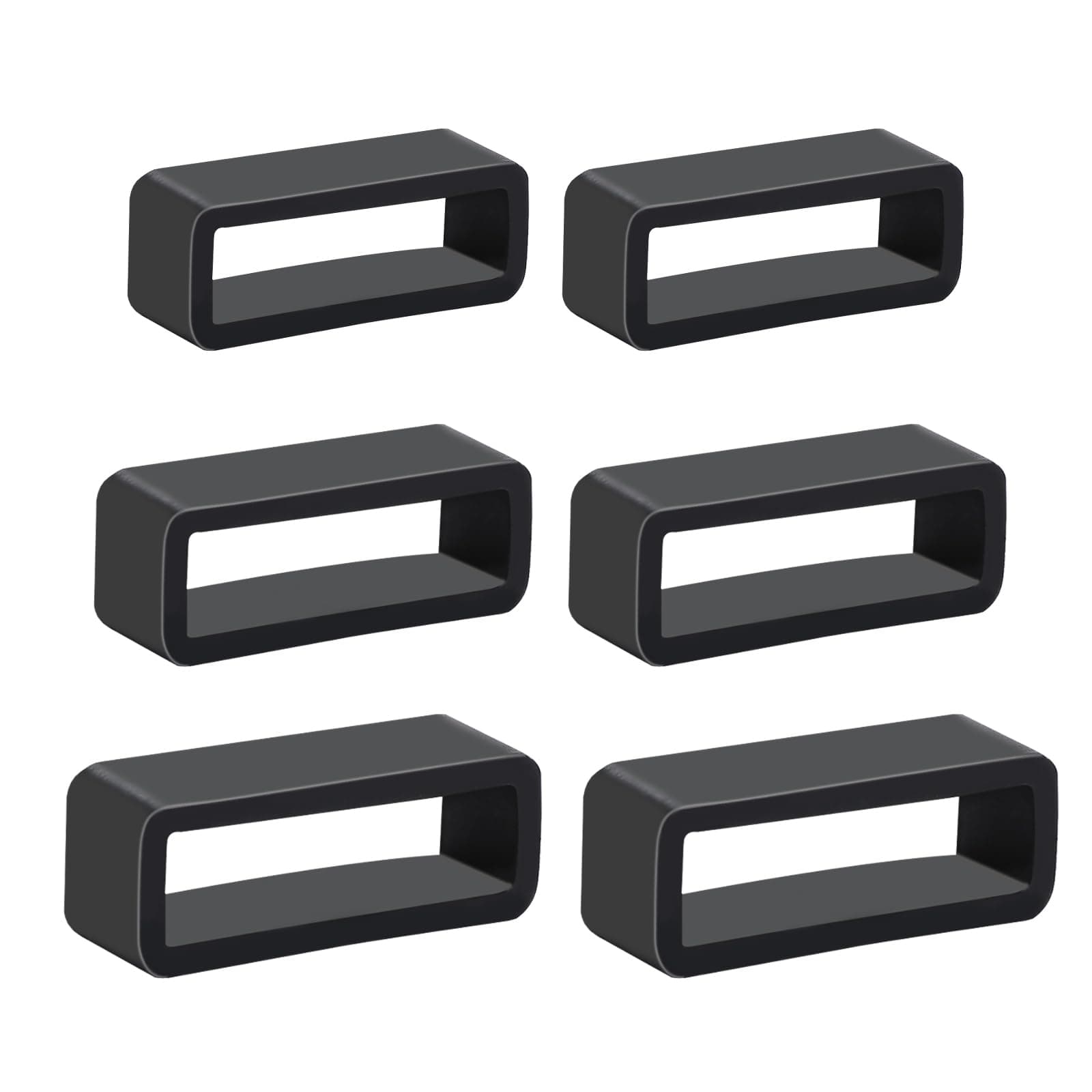 6 Pcs Watch Band Keepers - 18mm/20mm/22mm Silicone Strap Holder Loops and Retainer Black Rubber Fastener Rings for Smart Sport Watch Parts