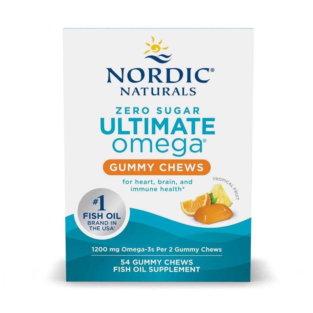 Zero Sugar Ultimate Omega Gummy Chews - Tropical Fruit - 54 Gummy Chews - Non GMO - Optimal Wellness - 27 Servings
