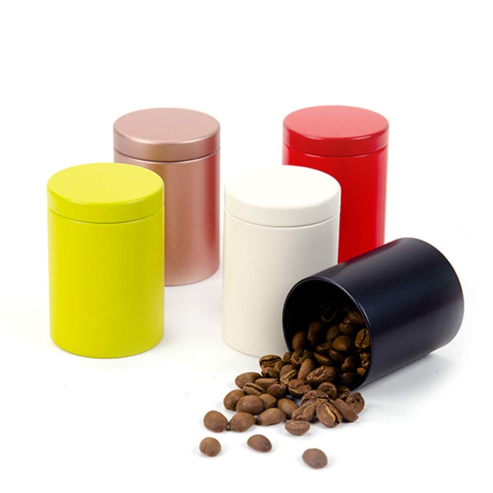 Small Tin Can Box 47 Canister for Coffee Tea Candy Storage Loose Leaf Tea Tin Containers Storage 5 Pcs (Five Colors, M)