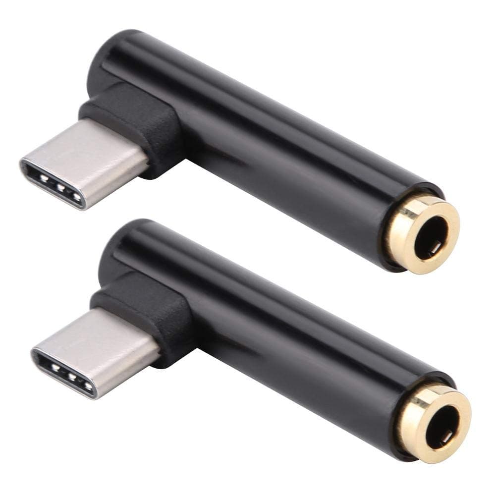 2PCS USB C to 3.5mm Adapter，USB Type-C to 3.5mm Headphone Jack Audio Adapter Compatible with LeTV MIUI 6 8 MIUI note 3 Huawei mate 10,10Pro, etc (Black)