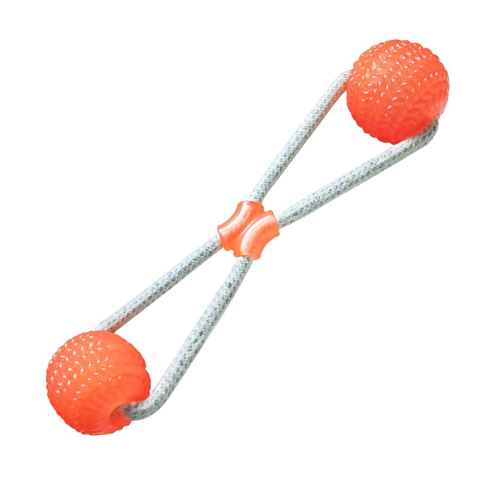 LEPPI Interactive Dog Toys with Two Rubber Indestructible Dog Ball for Tug of War Games- Orange