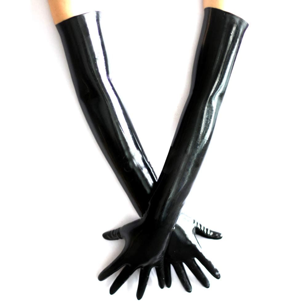 Latex Rubber Black Long Gloves Club Outfits Accessory Plus Size