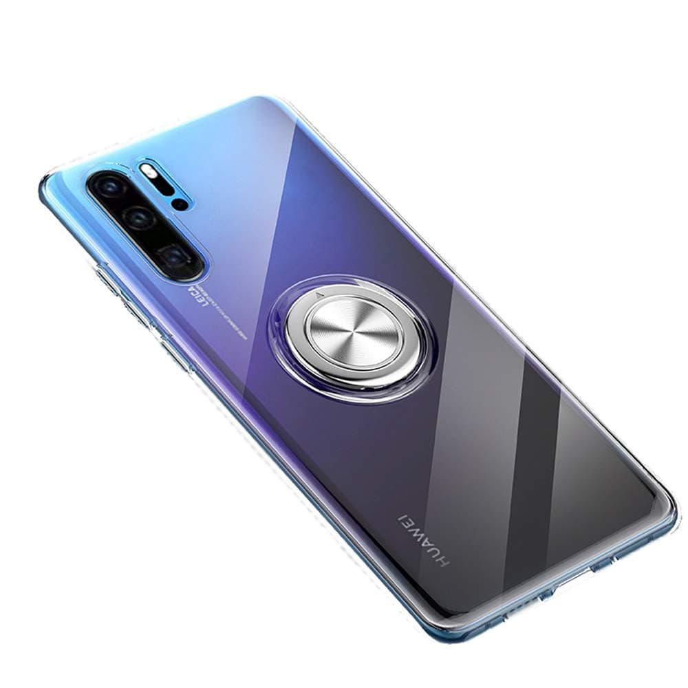 Heroisnice Compatible with Huawei P30 Pro Case,P 30pro Clear TPU Soft Cover P30pro Magnetic Kickstand Transparent Armor Skin Shell 30 360 Degree Rotating Finger Ring 6.47inch (Transparent)