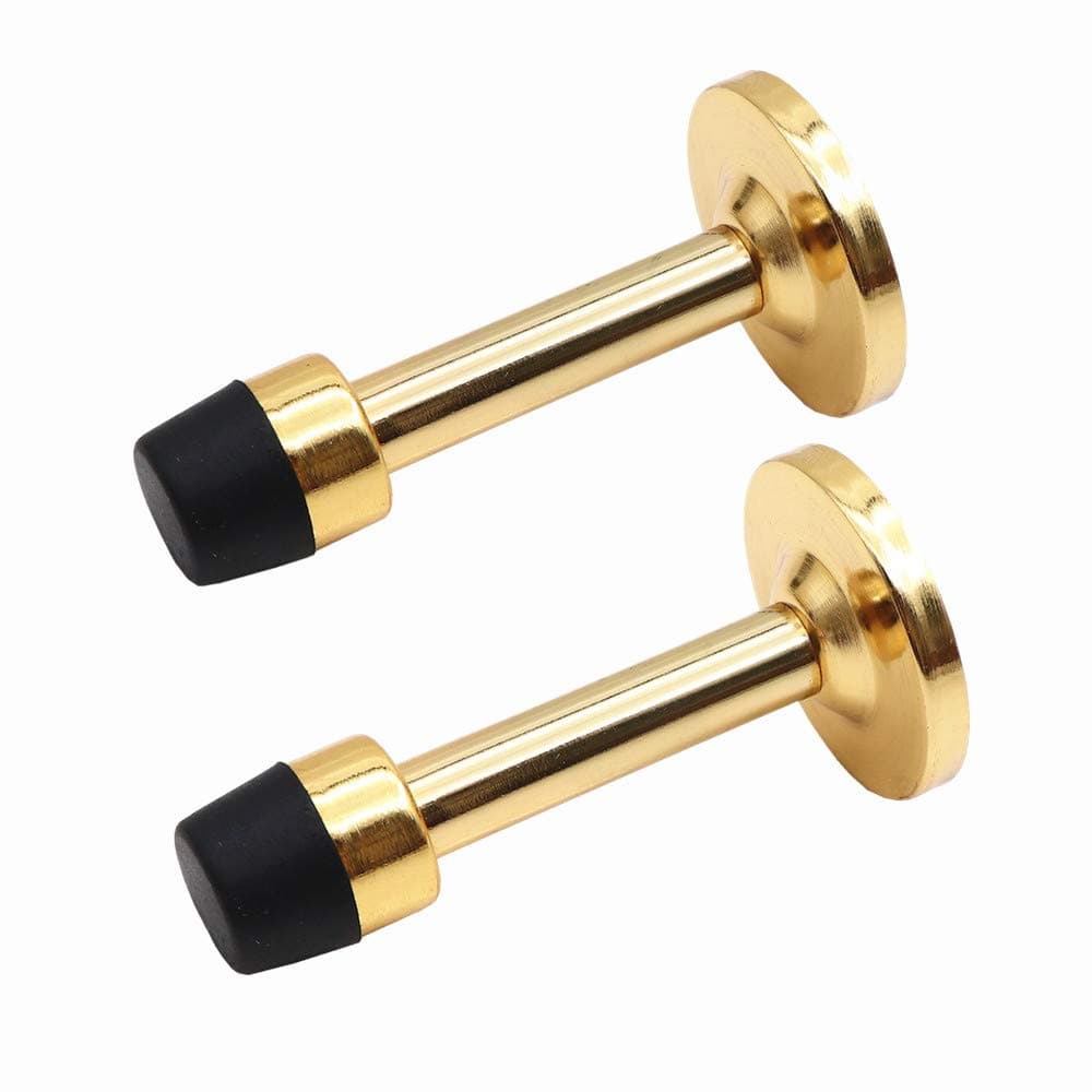 2Pcs Door Stopper Rubber Bumper Tip Mounted Built in Door Doorstop Gold