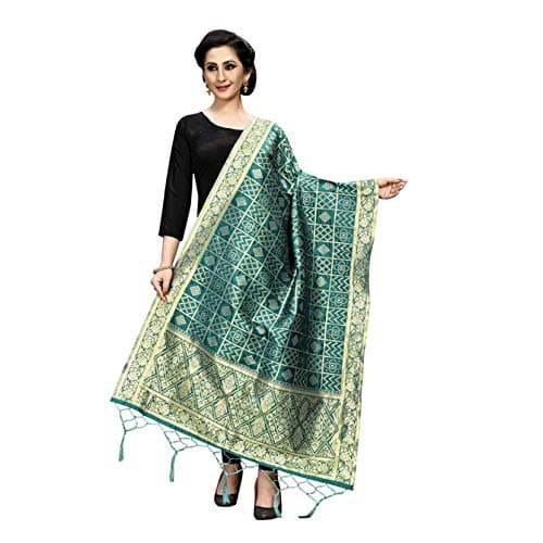 kfgroup women's Banarasi Slik Zari Work Indian Ethnic Dupatta Stole Scarf (36-006)