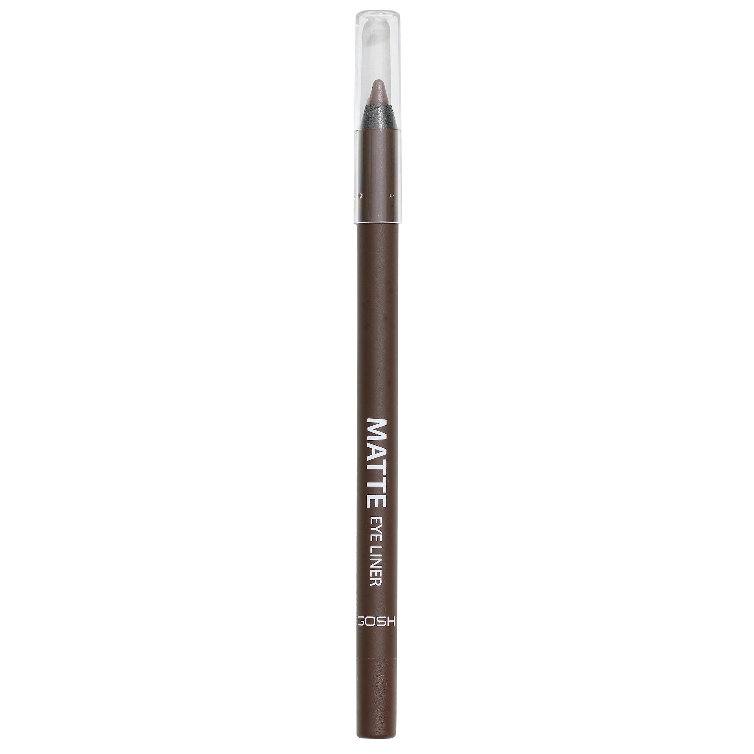 GOSH Neon Blue Eyeliner Matte I Waterproof Eyeliner Pencil I Soft & Creamy for Easy Application I Highly Pigmented Eye Pencil I Longlasting & Transferproof I Vegan & Perfume-free I 014 Chocolate Brown