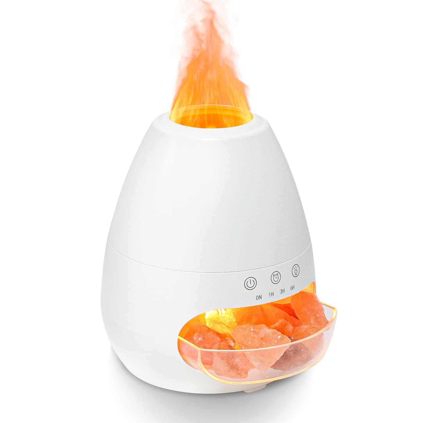 Flame Oil Diffuser Himalayan Salt Lamp Diffuser, Essential Oil Diffusers Ultrasonic Cool Mist Humidifier with a Pack of 100% Pure Himalayan Pink Salt Rock, 200ml