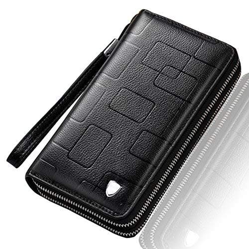 Sllybo Men Clutch Bag Business Handbag Wallet for Men Organizer Zipper Checkbook Wrist Bag