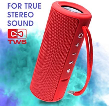 EBODA Portable speaker, Waterproof Wireless outdoor bluetooth shower speaker with TWS, AUX, 15W Bass Sound, Built-in Mic, Floating, Hands-Free, Bluetooth 4.2, for beach, Sport, bath, Pool, Travel(Red)