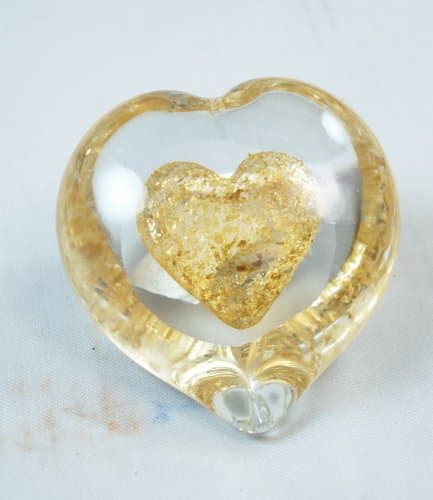 Tripact Inc M Design Art Handcraft Gold Heart Handcraft in Clear Heart Handcraft Paperweight PW-621 [Kitchen]