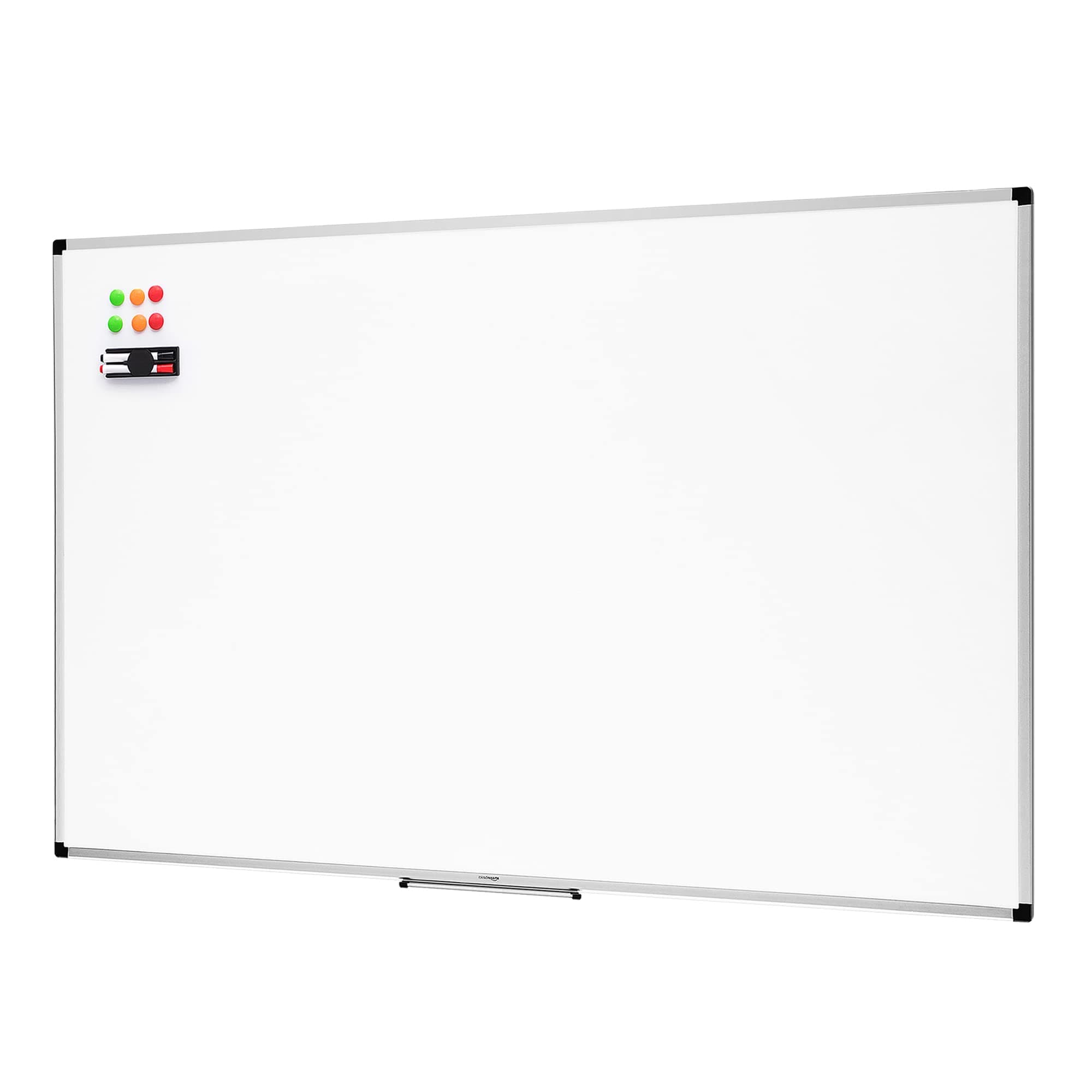 Amazon Basics Whiteboard Drywipe Magnetic with Pen Tray and Aluminium Trim, 90 cm x 60 cm (WxH)