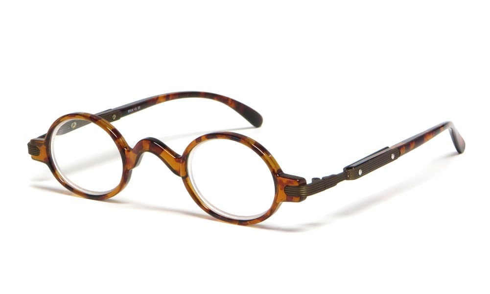 Calabria R314 Unisex Vintage Professor Oval Reading Glasses Incredibly Lightweight and Comfortable in Tortoise +2.50