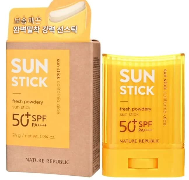 California Aloe Fresh Powdery Sun Stick, Sunscreen SPF50+ PA++++ 22g / 0.77 oz for Nature Republic