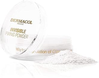 Dermacol - Invisible Fixing Face Powder, Touch-proof Translucent Setting Powder for Oily Skin & Other Skin Types, Loose Powder Makeup, Frangrance-Free Matte Powder with Powder Puff, White, 13.5 g