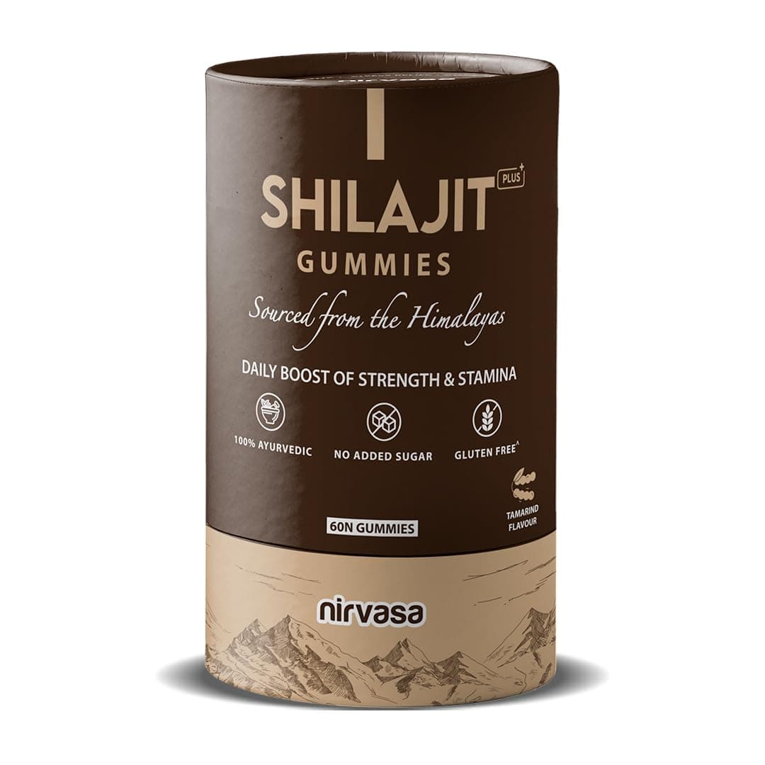 Nirvasa Shilajit/Shilajeet Plus Gummies (60 Gummy) | Sugar-Free Energy, Stamina & Endurance Booster | Supports Strength, Immunity & Muscle Recovery | With Fulvic Acid & Essential Nutrients – Pack of 1