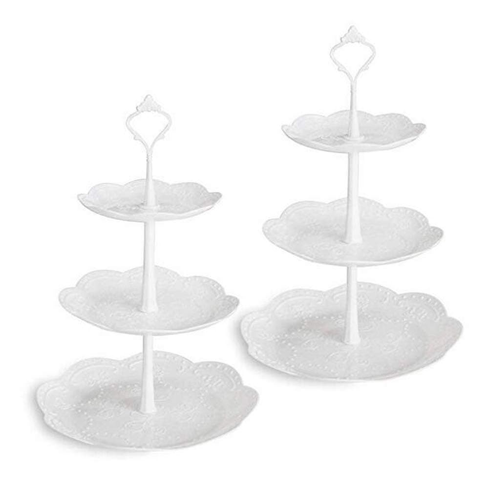 Seatour Three Layers Fruit Bowl Multifunctional Tier Storage Holder Afternoon Tea Dessert Tray Cake Stand(2Pcs)