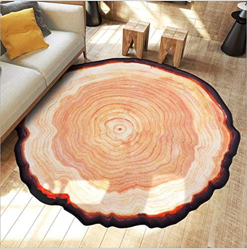 Wegji Personality Creative Ancient Tree Ring Round Carpet Bedroom Living Room Coffee Table Mat Computer Chair Hanging Basket Mats Bedside Blanket 120X120Cm