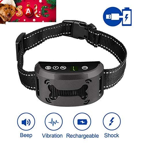 Bark Collar [2018 Newest] Rechargeable Dog No Bark Collar for Small, Medium and Large Dog with Beep Vibration and Static Shock(Can be Closed)