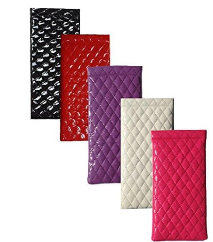 Quality Soft Glasses Case Glossy Large Sunglasses Glasses Eyewear Case With Snap Close/Closure. Large Specs Case Glossy QUILTED POUCH PURPLE