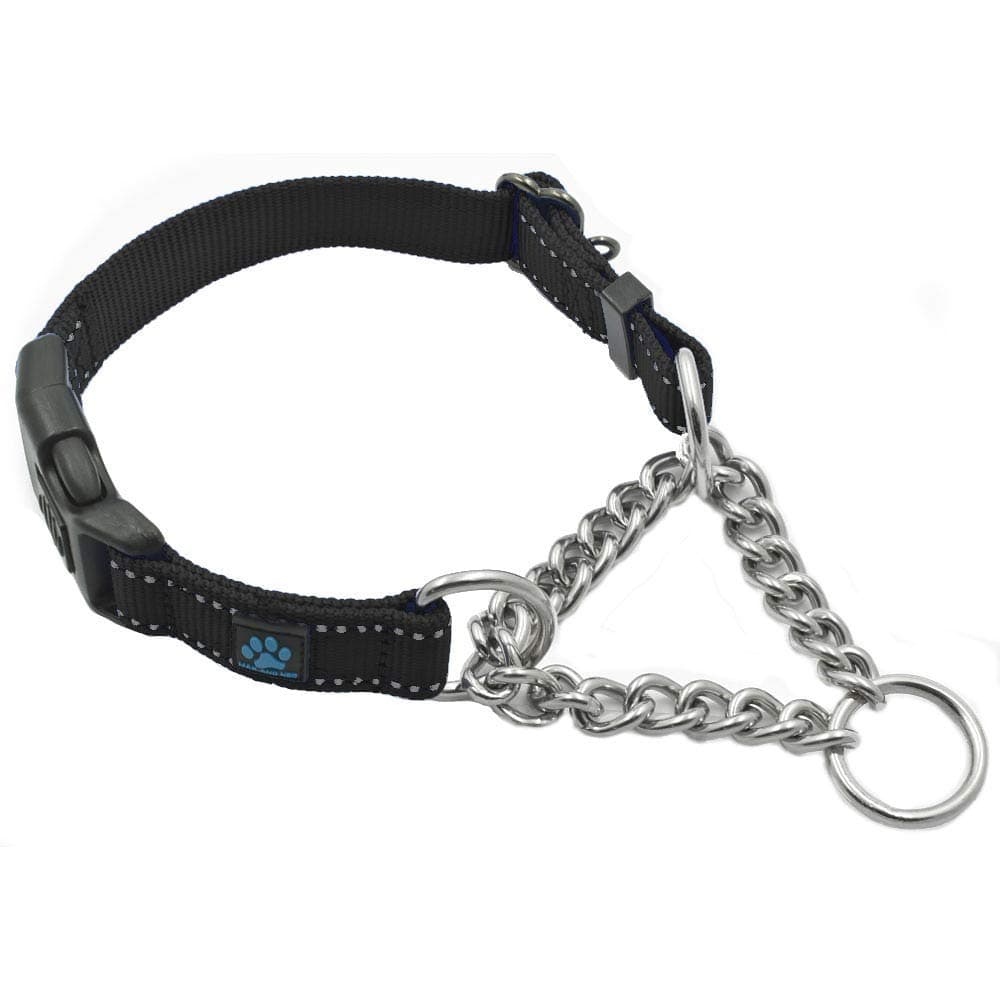 Max and Neo Stainless Steel Chain Martingale Collar - We Donate to a Dog Rescue for Every Collar Sold (Small, Black)
