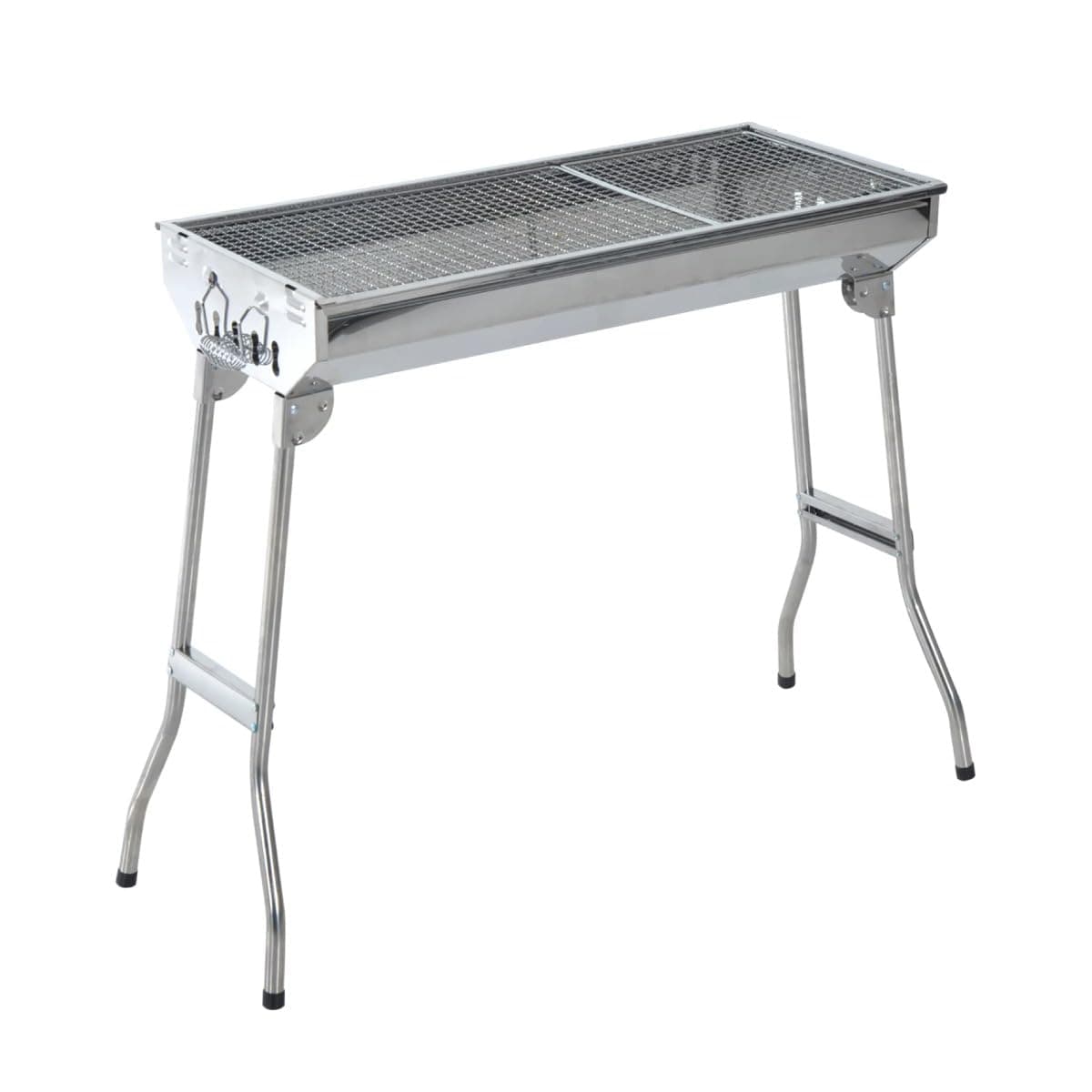 YU WELL Barbecue Grill Stand Stainless Steel Portable Foldable BBQ Grill for Charcoal BBQ Salad Grill Cooking suitable for Outdoor Vacation Cooking with Friends and Family (Silver-Medium)
